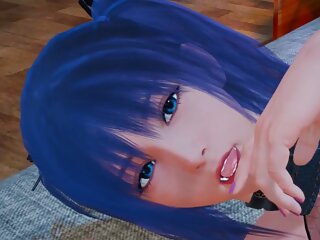 Hot Japanese Girl With Blue Haired Can Handle Big Cock Properly: 3D Hentai free video