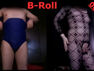 B-Roll: Adult Cinema Swimsuit And Catsuit Tryon In Cabin. Exhibitionist Tobi00815 free video