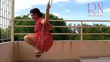 Cute Housewife Has Fun Without Panties On The Swing. Slut Swings And Shows Her Perfect Pussy. C1 free video