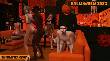 Sims 4. Halloween 2022. Part 2 (Final) - Enchanted Orgy (Hardcore Penthouse Parody) free video