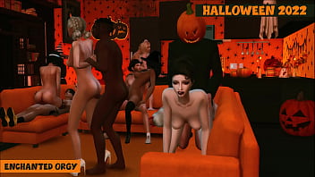 Sims 4. Halloween 2022. Part 2 (Final) - Enchanted Orgy (Hardcore Penthouse Parody)