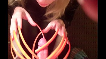 Hot Neon Orange Six Inch Sexy Long Fingernails free video